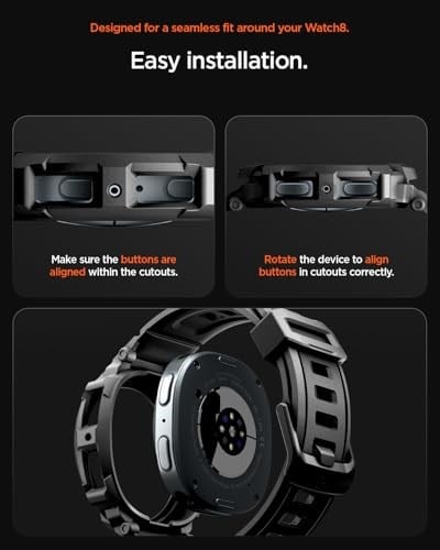 Spigen Galaxy Watch8 (40mm) ile Uyumlu Kılıf & Kordon Rugged Armor Pro Üst Düzey Koruma Siyah Kayış - ACS10005 (Spigen TR Garantili)