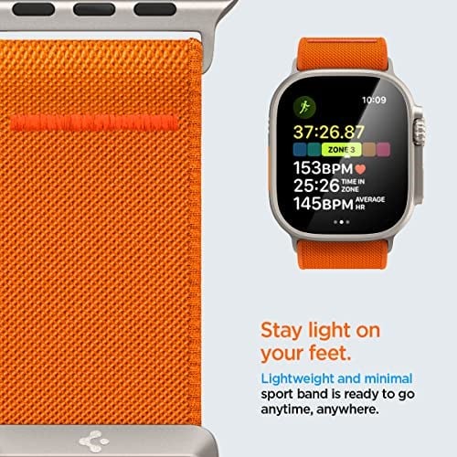 Spigen Lite Fit Ultra Bileklik Apple Watch Ultra 2/1 49 mm, Seri 10 46 mm ve 9/8/7/6/5/4/SE 45 mm Serisi için geliştirilmiştir, 44 mm Ayarlanabilir Naylon Solo Kayış