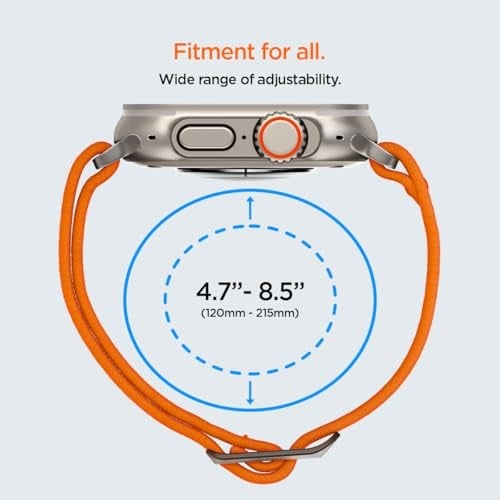 Spigen Lite Fit Ultra Bileklik Apple Watch Ultra 2/1 49 mm, Seri 10 46 mm ve 9/8/7/6/5/4/SE 45 mm Serisi için geliştirilmiştir, 44 mm Ayarlanabilir Naylon Solo Kayış
