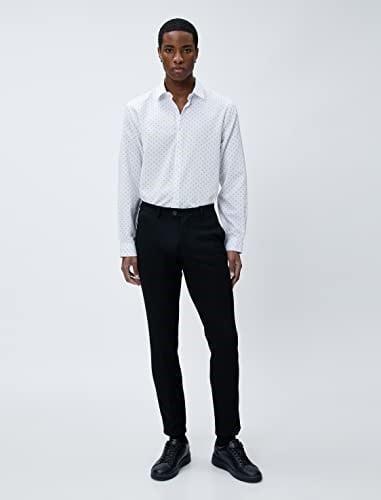Spor Gömlek Geometrik Detaylı Klasik Yaka Slim Fit Non Iron