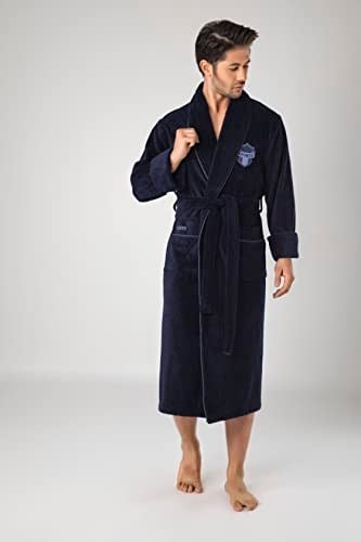 Sports Nakışlı Bambo Cotton Erkek Bornozu LACİVERT 3XL