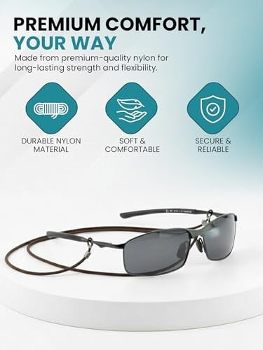SPORTS WORLD VISION 4 x Spec kaymaz naylon gözlük zinciri askı bandı, gözlük zinciri, kordon, güneş gözlüğü askısı