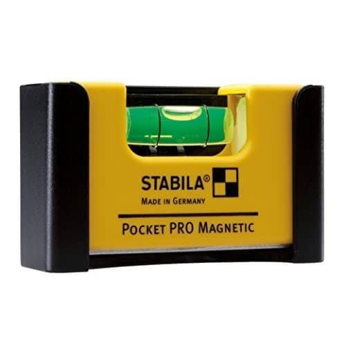 STABILA Mini su terazisi Pocket PRO Magnetic kemer klipsli, güçlü nadir toprak mıknatısı, 1 yatay su terazisi, Almanyada üretilmiştir