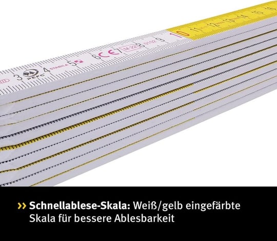 Stabila ölçü aracı Gustav Ullrich GmbH 112800 Holzgliedermassstab l.2 m Beyaz/sarı hava şartlarına dayanıklı Stabila Genauigk. III