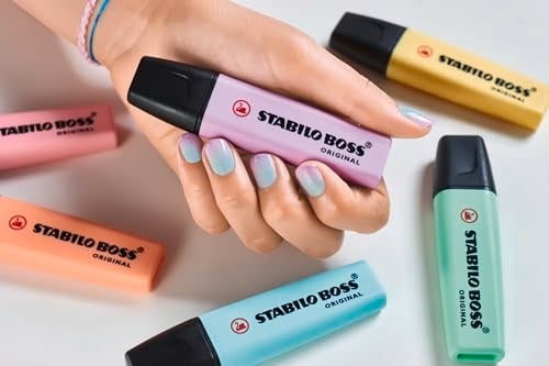 STABILO BOSS ORIGINAL Pastel- Marker İşaretleme Kalemi, 2 mm ve 5 mm Uç, 4lü Paket (4 Adet x 1 Paket)