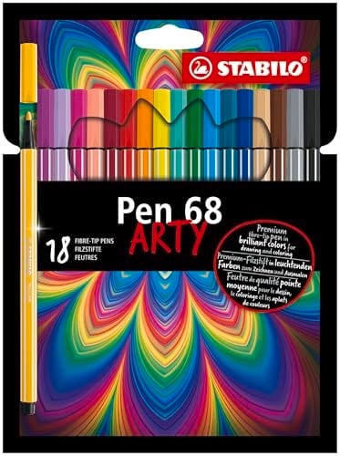 STABILO Pen 68 ARTY - Keçe Uçlu Boya Kalemi - 18li Paket - Çeşitli Renkler - Seçenekler: 18li, 24lü