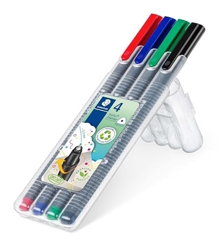 Staedtler 334 Sb4 Triplus Üçgen Fineliner Klasik Renk 0.3 mm 4lü Set