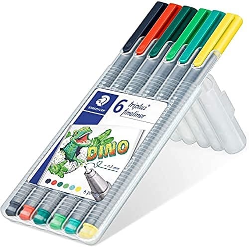 Staedtler 334 SB6CS10 Triplus Fineliner Dino 0.3 mm 6lı Set Karışık Renk - Seçenekler: 323 SB6CS1, 323 SB6CS2, 334 SB6CS4, 334 SB6CS6...