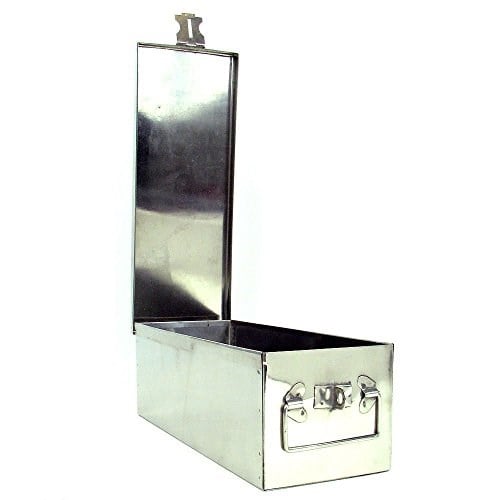 Stalwart Katlanır Saplı Kilit Kutusu - Değerli Eşyaları, Nakit, Mücevher ve Silahları Güvence Altına Almak İçin İstiflenebilir Tasarımlı Dayanıklı Metal Saklama Sandığı (Gümüş)