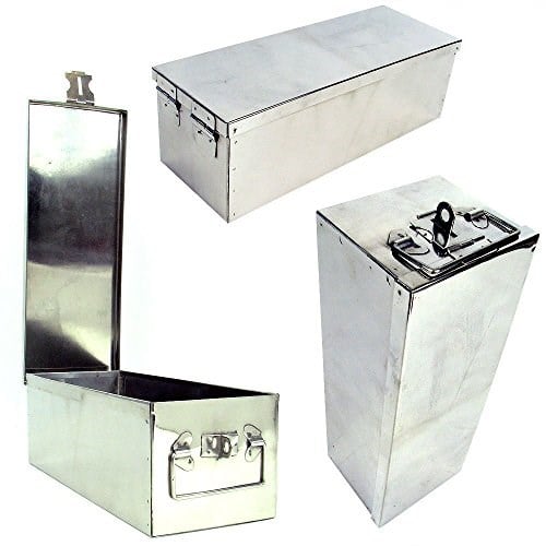 Stalwart Katlanır Saplı Kilit Kutusu - Değerli Eşyaları, Nakit, Mücevher ve Silahları Güvence Altına Almak İçin İstiflenebilir Tasarımlı Dayanıklı Metal Saklama Sandığı (Gümüş)
