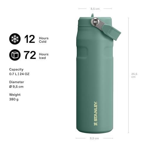 STANLEY IceFlow™ Aerolight™ Flip Straw 2.0 Pipetli Termos Su Şişesi 0.7 Litre - Yeşil (Shale) | Paslanmaz Çelik
