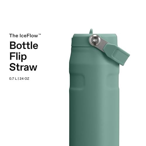 STANLEY IceFlow™ Aerolight™ Flip Straw 2.0 Pipetli Termos Su Şişesi 0.7 Litre - Yeşil (Shale) | Paslanmaz Çelik