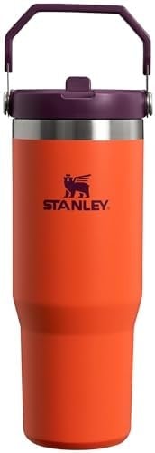 Stanley IceFlow Paslanmaz Çelik Bardak Vakum Yalıtımlı Su Şişesi Ev ve Araba için Yeniden Kullanılabilir Bardak Saman Sızdırmaz Kapaklı Soğuk 12 Saat Soğuk veya 2 Gün Buzlu, Tigerlily Erik, 850 ml /