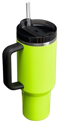 Stanley Quencher H2.0 FlowState Paslanmaz Çelik Vakum Yalıtımlı Bardak Kapaklı ve Pipetli Su, Buzlu Çay veya Kahve, Smoothie ve Daha Fazlası için, Neon Sarı, 40 oz