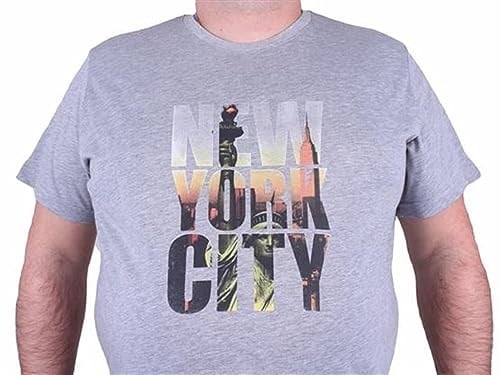 Starbattal Büyük Beden Sıfır Yaka Tişört New York City 23125 GRI MELANJ