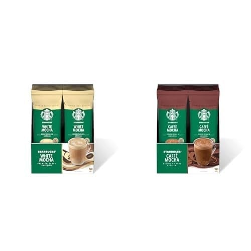 Starbucks White Mocha Premium Kahve Karışımı, 10x24 g ve Starbucks Caffè Mocha Premium Kahve Karışımı, 10x24 g