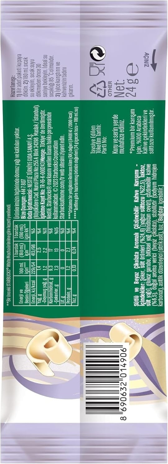 STARBUCKS White Mocha Premium Kahve Karışımı 24 g Tekli Paket