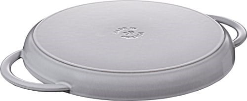 Staub Grill Pans Çift Kulplu Döküm Izgara Tava, Gri - Bedenler: 30 cm, 39 x 5.5 x 4.03 cm
