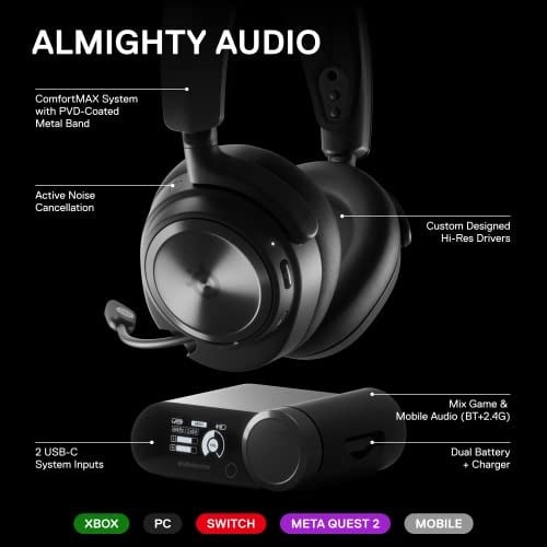SteelSeries Arctis Nova Pro Kablosuz Xbox Çoklu Sistem Oyun Kulaklığı - Premium Hi-Fi Sürücüleri - Aktif Gürültü Önleme Infinity Güç Sistemi - Ste - Seçenekler: Nova Pro Xbox, Nova Pro PlayStation, PC