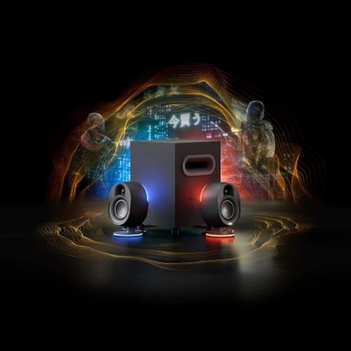 steelseries Arena 7 RGB Aydınlatmalı 2.1 Oyun Hoparlörleri, 2 Yönlü Hoparlör Tasarımı, Reaktif RGB Aydınlatması, USB, Optik, Kablolu, Bluetooth,  - Seçenekler: 2+1, 2+0, 5+1, Arena 3, Arena 7, Arena 9
