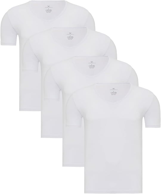 Steve Wolls Erkek Beyaz 4’Lü V Yaka Bambu T-Shirt - 33602