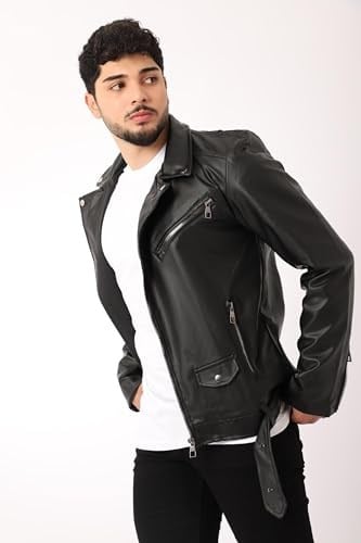Stil Kombin Kuzey Beli Kemerli Suni Deri Ceket BL 1261
