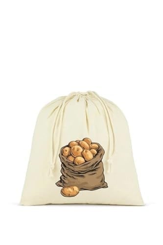 stonehill Patates, Soğan ve Sarmısak Saklama Torbası, 3lü Set, Ham Bez Kumaş, Çekme İpli