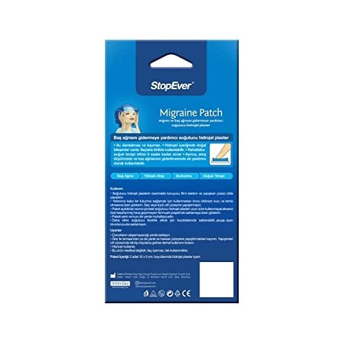 StopEver Migren Patch – Soğutucu Hidrojel Plaster, 2li Paket | Migren & Baş Ağrısı İçin 6 Saat Etkili | İlaç İçermez | (2x2)