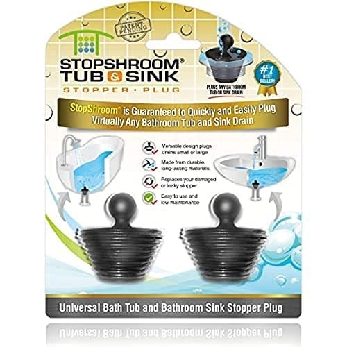 StopShroom Küvet 2li Paket Küvet ve Banyo Lavabo Süzgeçleri için Evrensel Durdurucu, Siyah Fiş 2pk, 2 Adet