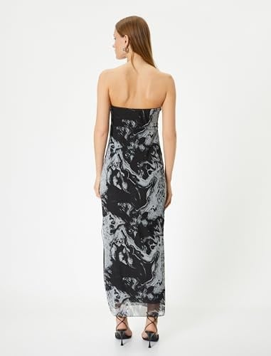 Straplez Midi Elbise Korse Detaylı
