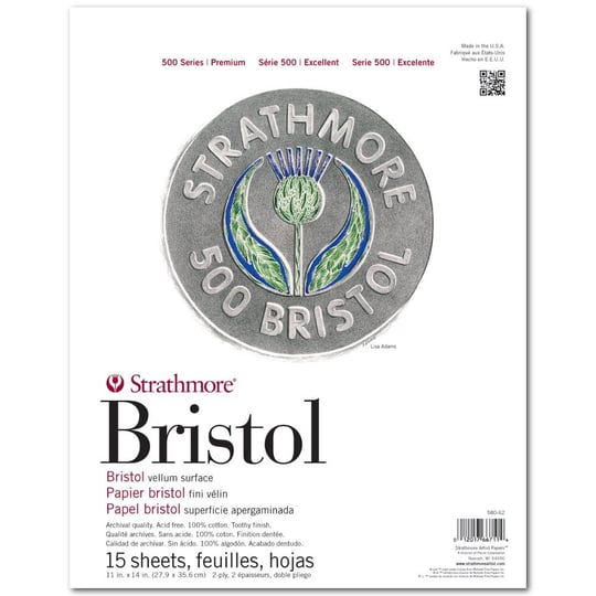 Strathmore (580-62 500 Serisi Bristol, 2 Katmanlı Parşömen Yüzeyi, 27,9 x 35,6 cm, Beyaz, 15 Yaprak - Seçenekler: 11x17, 11
