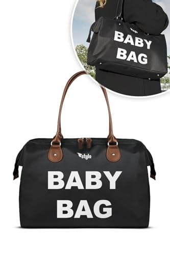 Stylo Bebek Bakım Kadın Omuz Çantası + Popi Anne Kadın Sırt Çantası Termos Çanta Hediye (POPİBABYSİYAH)