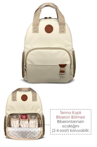 Stylo Bebek Bakım Kadın Omuz Çantası + Popi Anne Kadın Sırt Çantası Termos Çanta Hediye (POPİMOMMYBEJ)