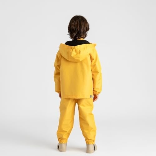 Su Geçirmez Çocuk Yağmur Seti | Polar Astarlı Yağmur Montu ve Yağmur Tulumu | Pure Mustard - Seçenekler: 98-104, 110-116, 122-128