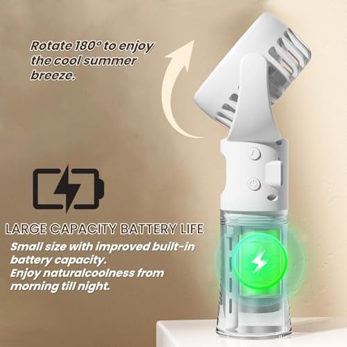 Su Sisi Spreyli Taşınabilir El Fan, 4 Hızlı USB Şarj Edilebilir Fanlar, Akülü Soğutma Sisi Fanı, Ofis Dış Mekan Seyahat Kamp için Kişisel Mini El Tipi Fan (Siyah)