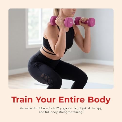 Sunny Health & Fitness Neopren Kaplamalı Altıgen Şekilli Dambıl Kaymaz Fitness Ağırlıkları Ev Spor Salonu Egzersizi, Tüm Vücut Egzersizi Kuvvet Geliştirme, Kilo Kaybı, Çiftler halinde satılır