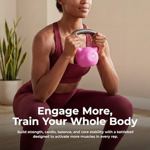 Sunny Health & Fitness Vinil Kaplamalı Kettlebell, Güç Ağırlık Antrenmanı ve Savurma Egzersizi için