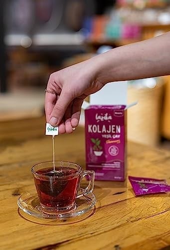 Süper Çay, 18 Piramit Poşet Çay, Erken Hasat El Yapımı Yeşil Çay, Vitamin ve Minareller ile Güçlendirilmiş, Prebiyotikli ve Kolajenli Yeşil Çay (Kolajenli Yeşil Çay)