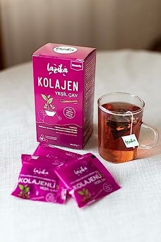 Süper Çay, 18 Piramit Poşet Çay, Erken Hasat El Yapımı Yeşil Çay, Vitamin ve Minareller ile Güçlendirilmiş, Prebiyotikli ve Kolajenli Yeşil Çay (Kolajenli Yeşil Çay)