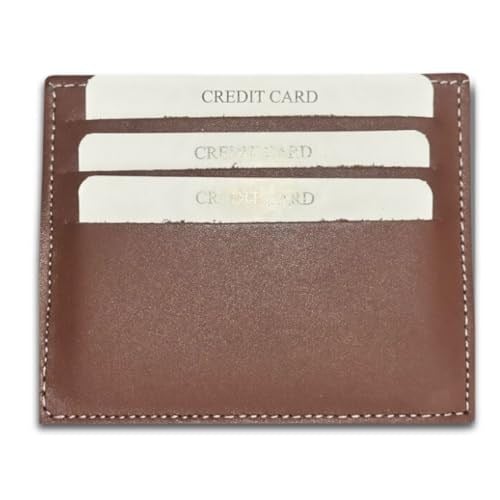 Süper Slim Hakiki Deri Kartlık, Para Cepli Unisex, Ince, Kadın Erkek Kredi Kartlık Cüzdan (Fındık, 6lı Kartlık)