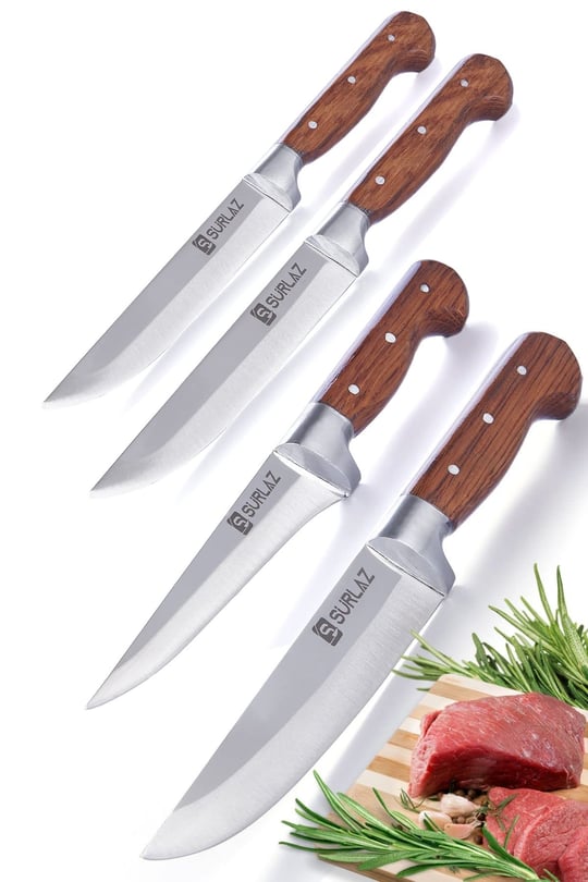 SürLaz Handmade Kasap Kurban Serisi Bıçak Seti Et Sebze Yüzme Sıyırma Bıçak Mutfak Sürmene Bıçağı 4lü
