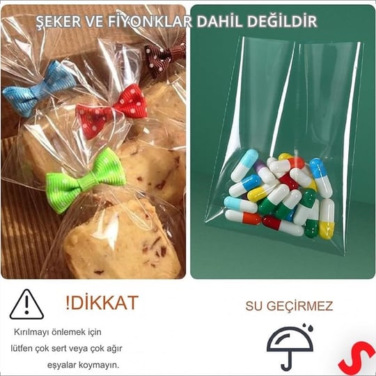 SüSLe Bebek ve Parti Kurabiye Şeker Poşeti 20cm x 10cm - 25 Adet
