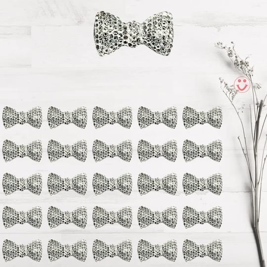SüSLe Bebek ve Parti Polyester Papyon Fiyonk, 2,0 x 1,0 cm - 25 Adet - GÜMÜŞ