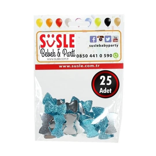 SüSLe Bebek ve Parti Polyester Papyon Fiyonk, 2,0 x 1,0 cm - 25 Adet - MAVİ