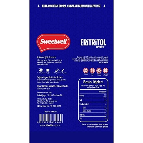 Sweetwell Eritritol Doğal Toz Tatlandırıcı 400 Gr x 2 Adet Sıfır Kalori Keto Diyet Erythritol