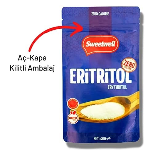 Sweetwell Eritritol Doğal Toz Tatlandırıcı 400 Gr x 2 Adet Sıfır Kalori Keto Diyet Erythritol