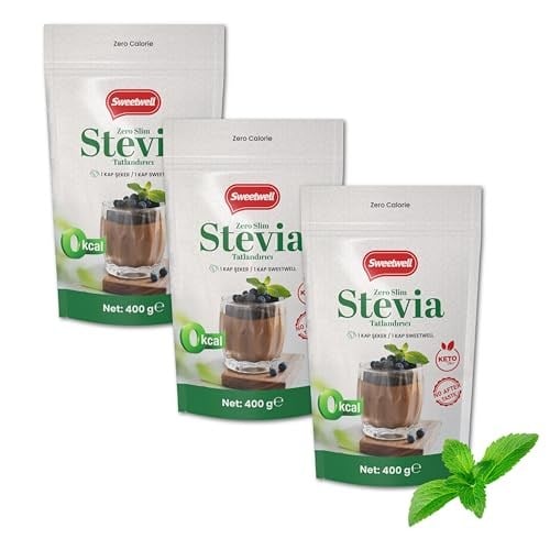 Sweetwell Zero Slim Stevia & Eritritol Tatlandırıcı 400 Gr x 3 Adet Şekersiz, 0 Kalori, Keto ve Vegan Uyumlu