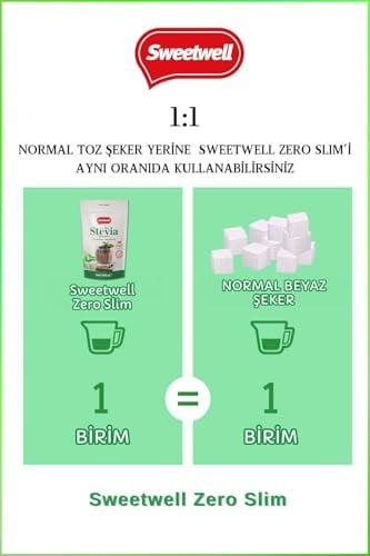 Sweetwell Zero Slim Stevia & Eritritol Tatlandırıcı 400 Gr x 3 Adet Şekersiz, 0 Kalori, Keto ve Vegan Uyumlu