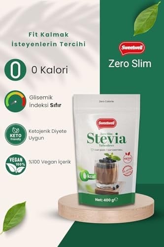 Sweetwell Zero Slim Stevia & Eritritol Tatlandırıcı 400 Gr x 2 Adet Şekersiz, 0 Kalori, Keto ve Vegan Uyumlu