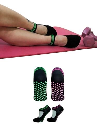 Sweex Kadın 2’li Kaymaz Tabanlı Pamuklu Yoga Pilates Çorapları - Nefes Alabilir, Renkli, Konforlu 36-40